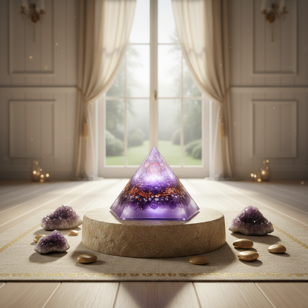 orgonite piramide met amethist