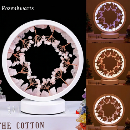 lamp met rozenkwarts en 3 voorbeelden van verlichting