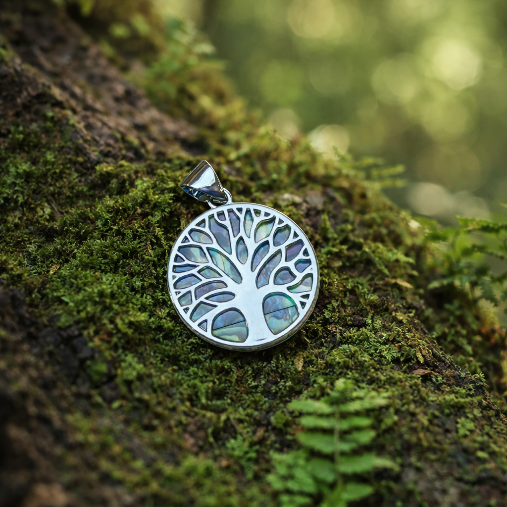 multicolour levensboomhanger met parelmoer in het mos