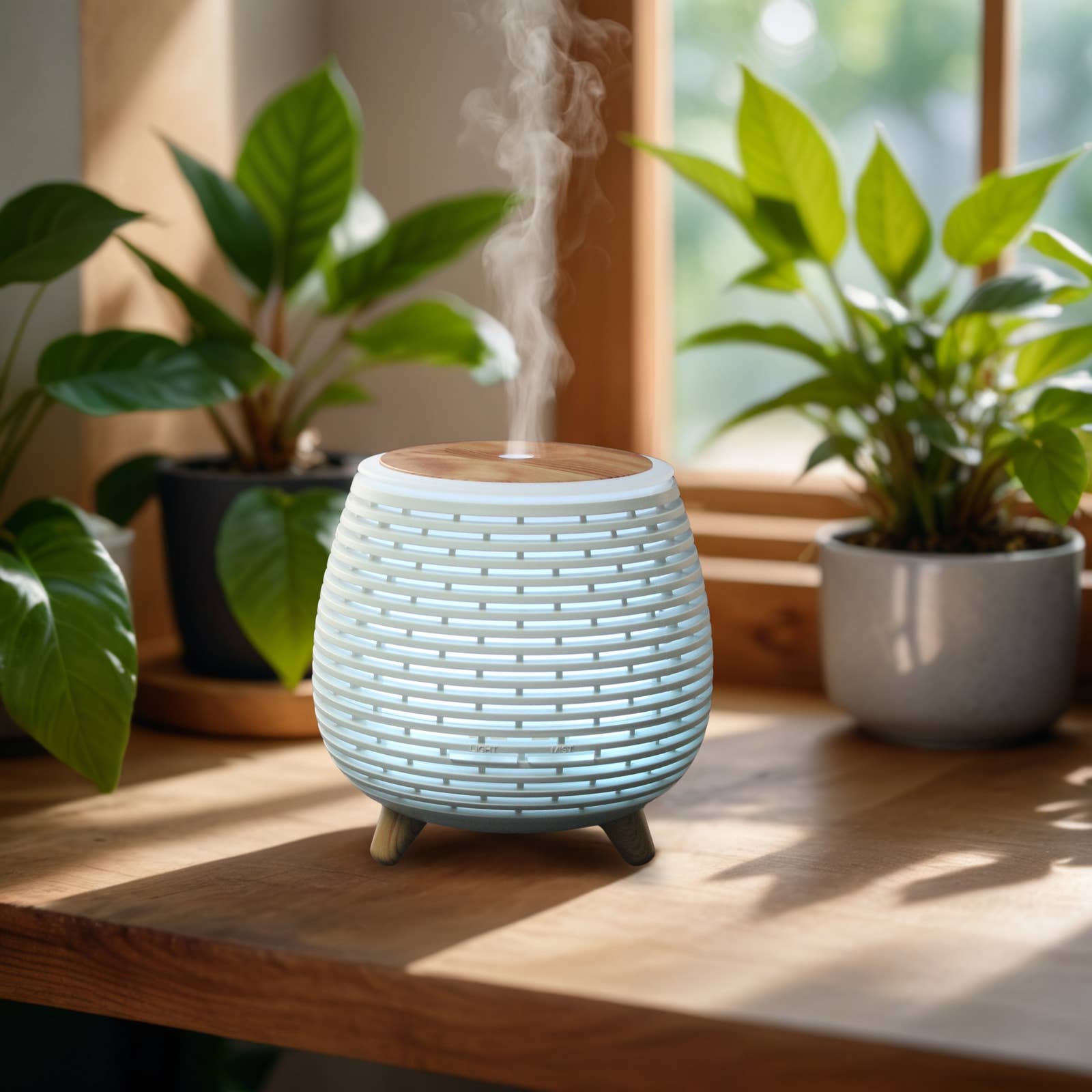 lina diffuser wit licht met planten