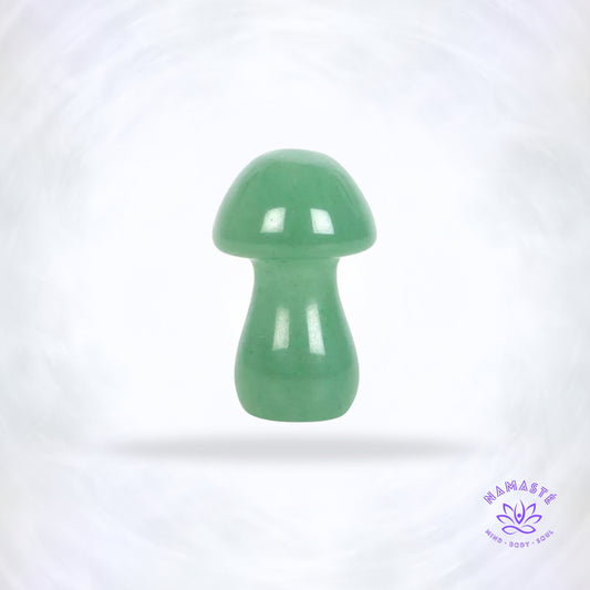 Groene Aventurijn kristallen paddestoel van 4 cm – groen gelukskristal in decoratieve paddenstoelvorm.