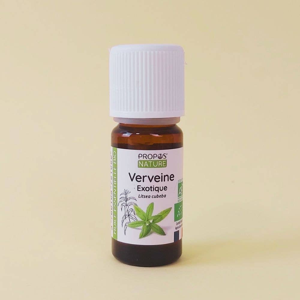 propos'nature exotische verbena olie met beige achtergrond