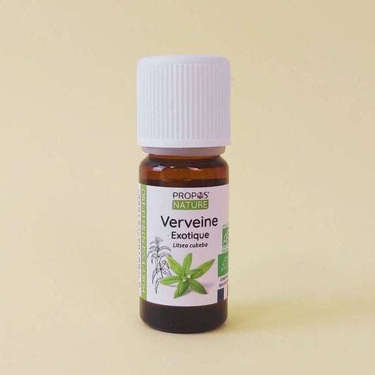 propos'nature exotische verbena olie met beige achtergrond