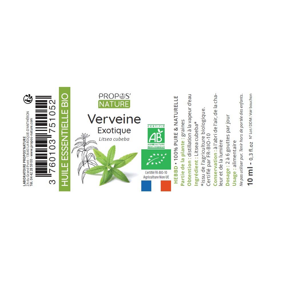 propos'nature exotische verbena olie fleslabel