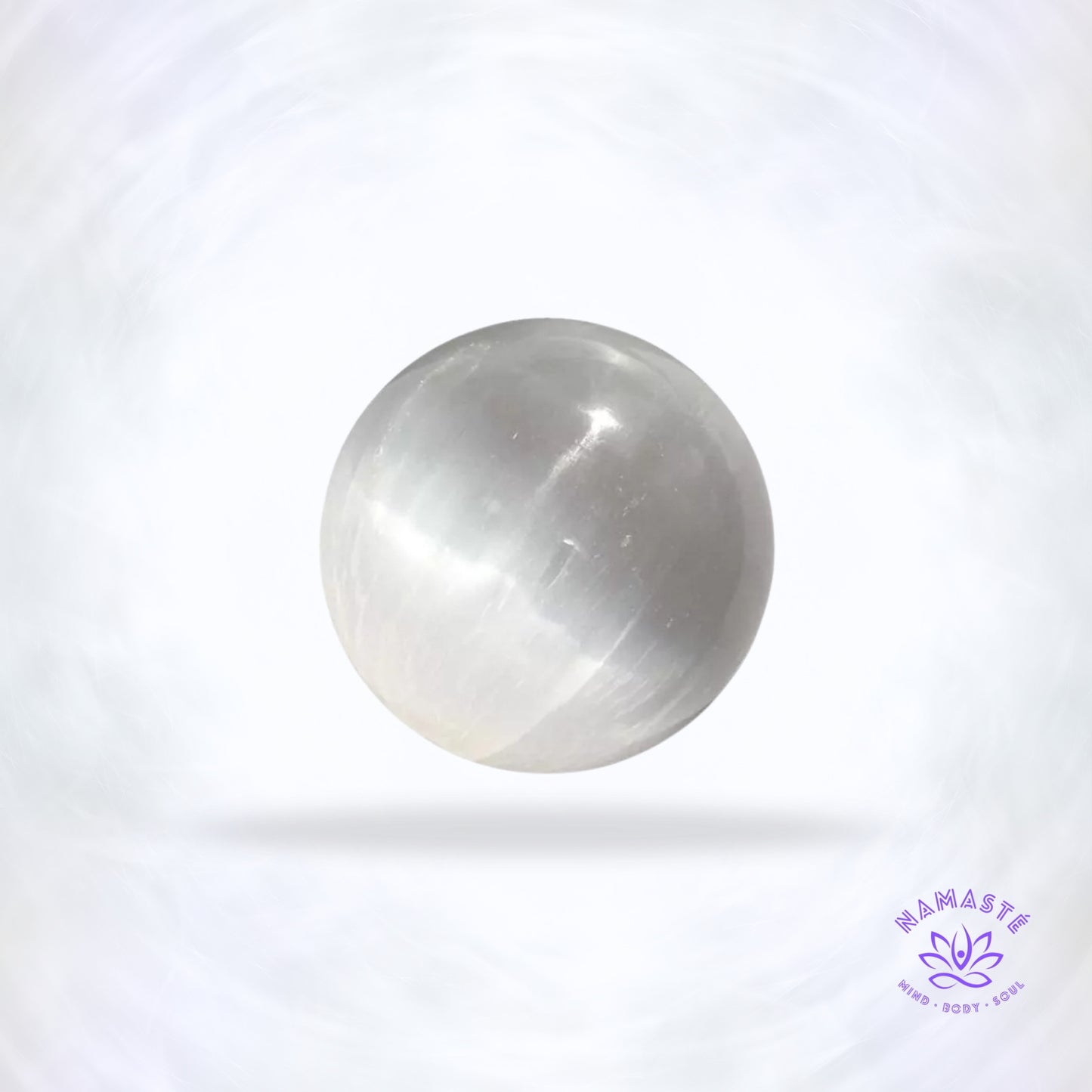 Seleniet bol op Mandala LED-basis – spirituele lichtset met reinigende energie.