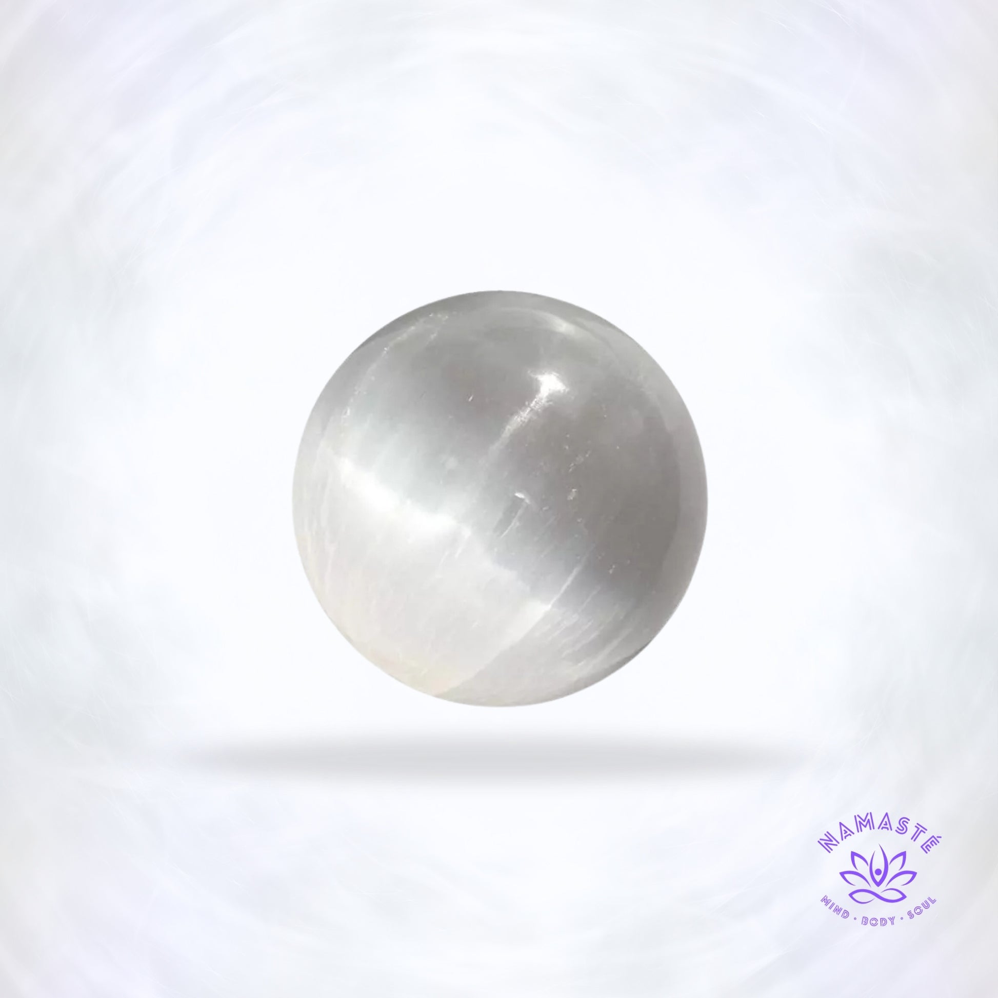 Seleniet bol op Mandala LED-basis – spirituele lichtset met reinigende energie.