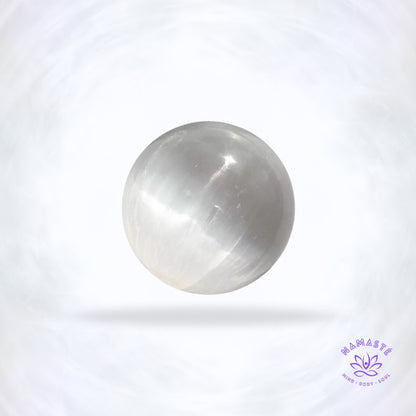 Seleniet bol op Mandala LED-basis – spirituele lichtset met reinigende energie.