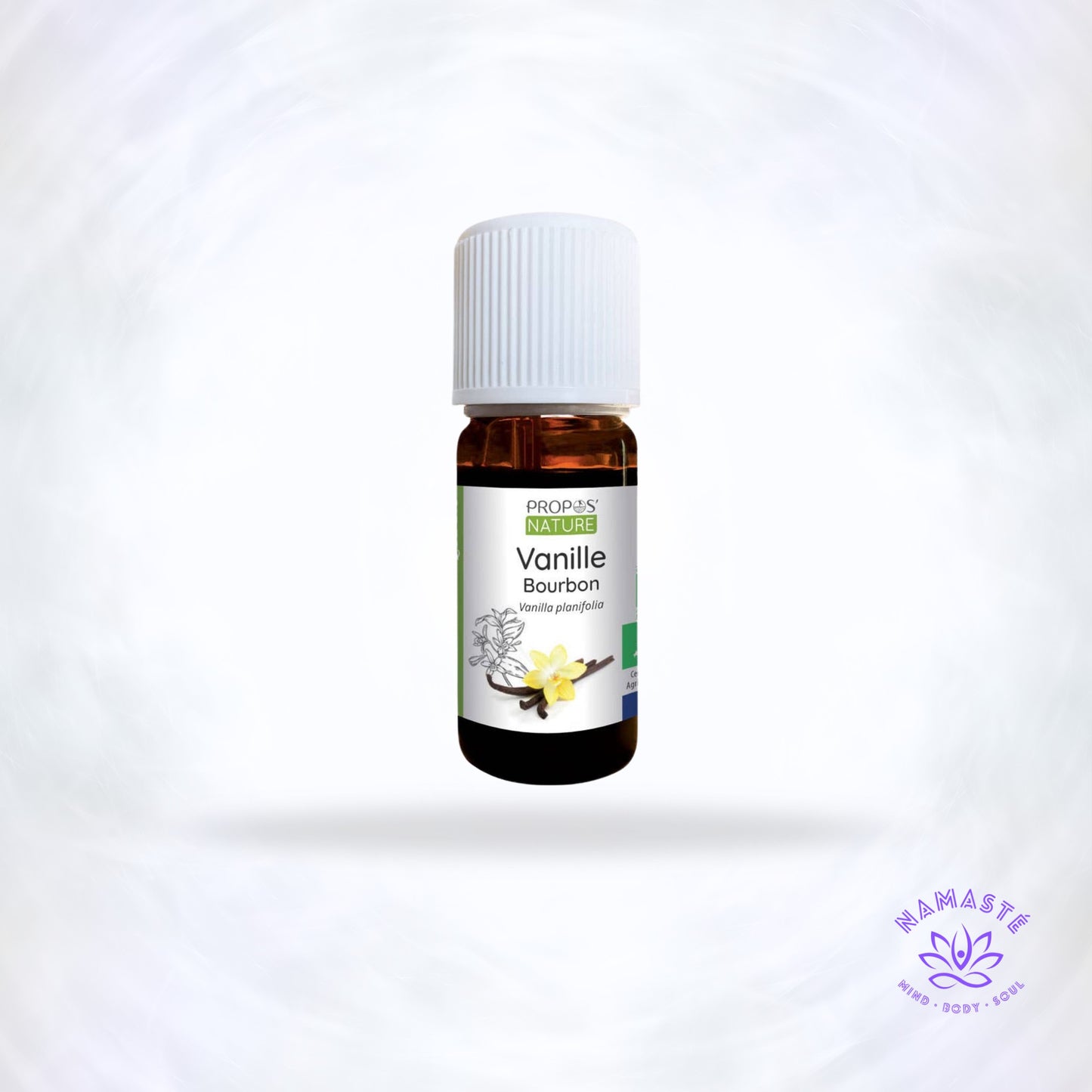 flesje vanille bourbon van propos' nature met Namasté logo