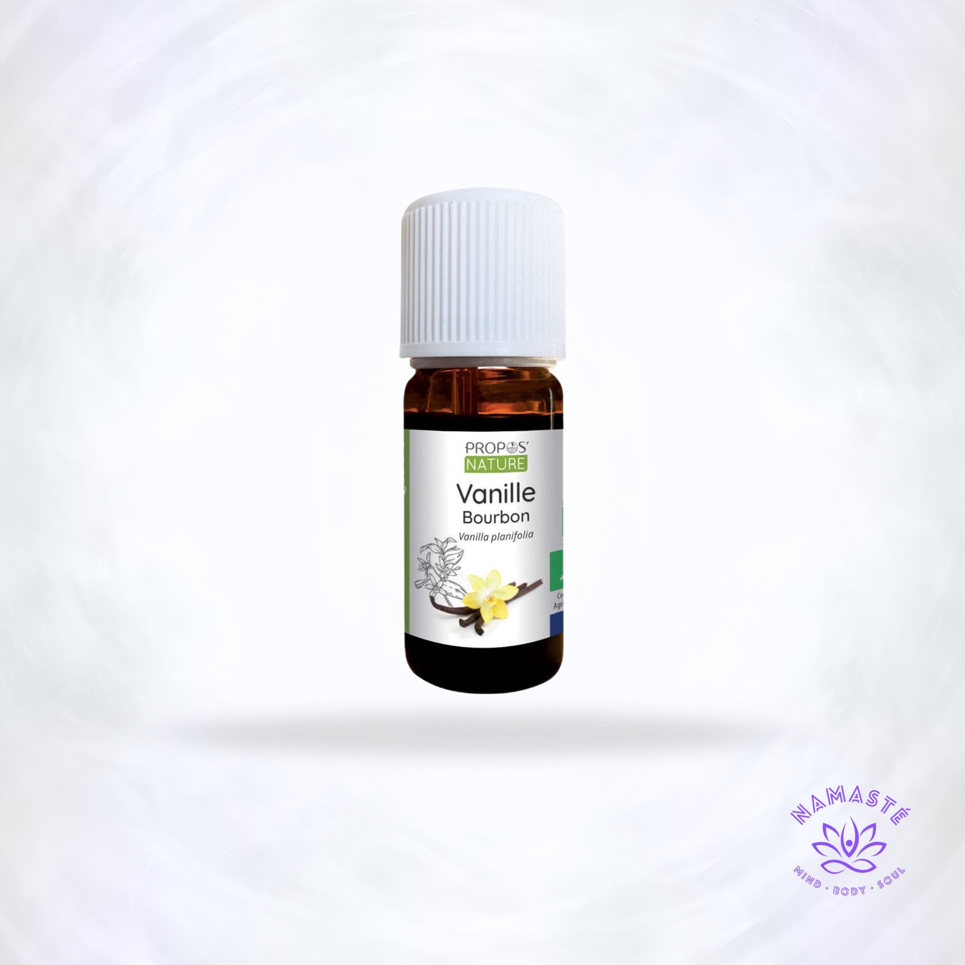 flesje vanille bourbon van propos' nature met Namasté logo