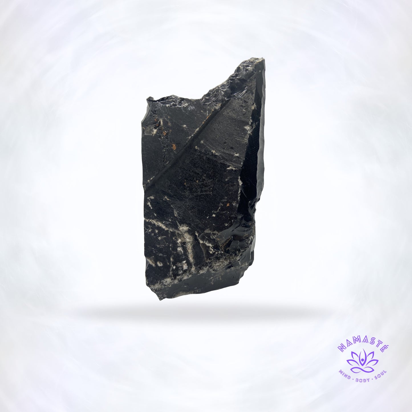 ruwe zwarte obsidiaan achterkant