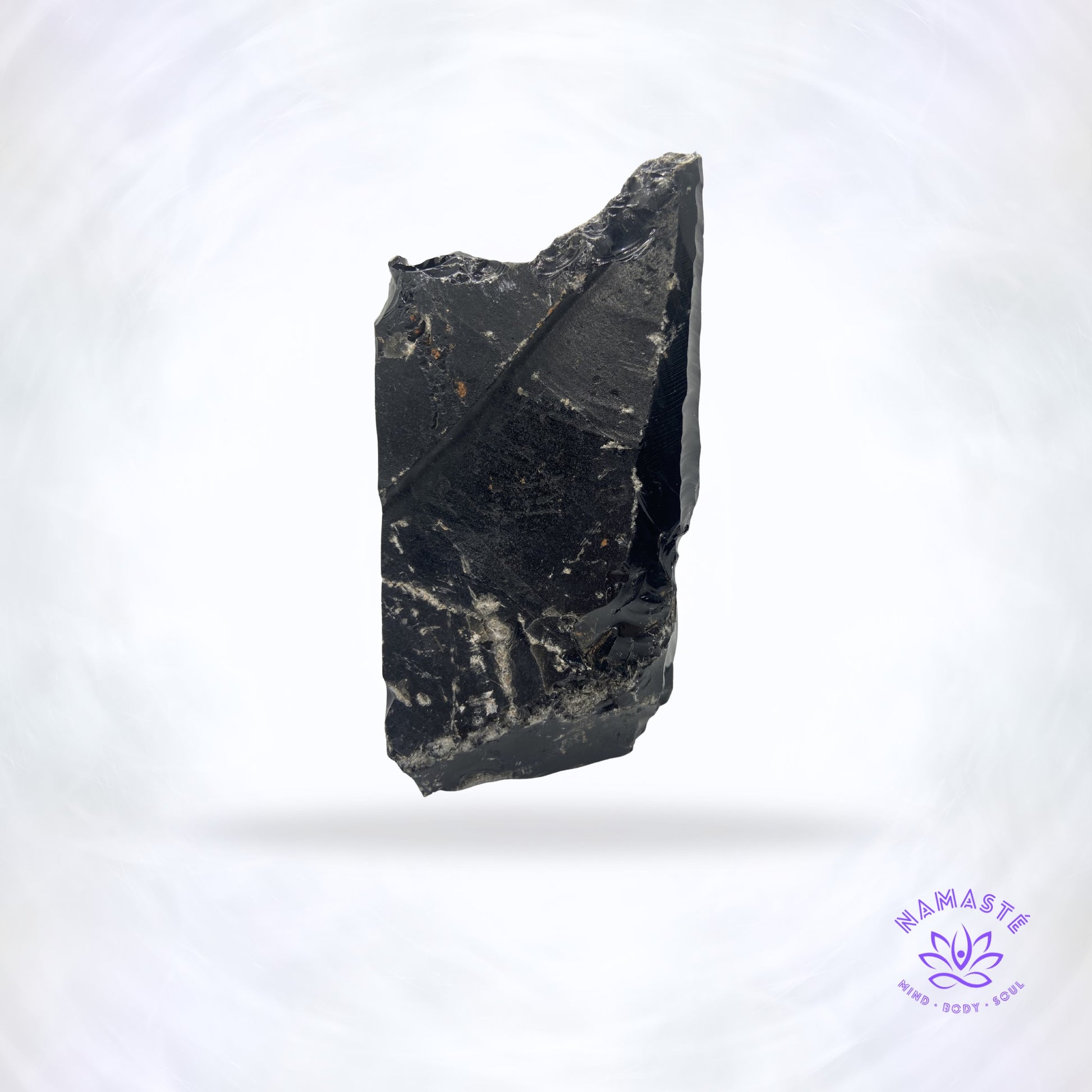 ruwe zwarte obsidiaan achterkant